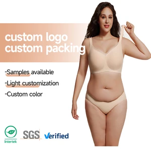 European American Women's Bras Large Chest Plus Size Wire-Free Solid No Steel Rings Naked Sense No Mark Cross-Border Foreign