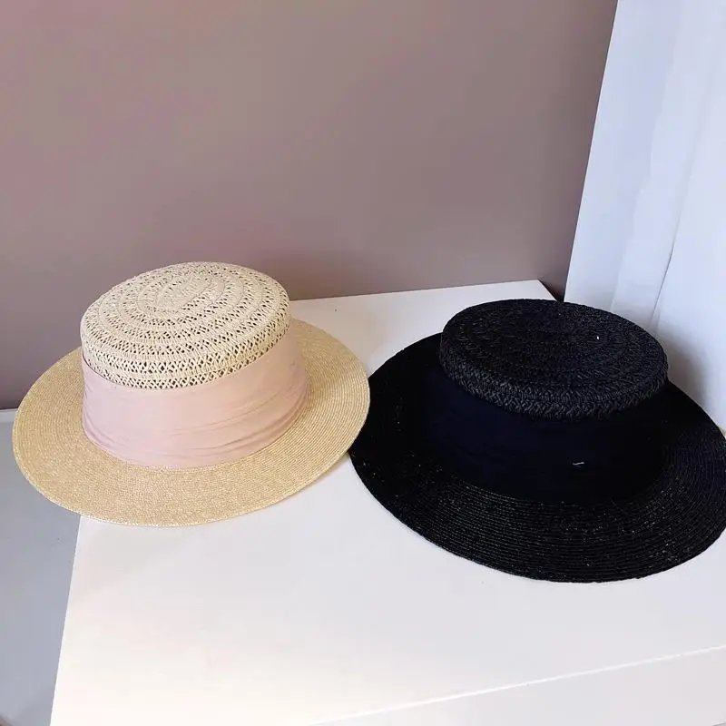 Wheat Straw 2024 Flat Top Summer Straw Hat Ribbon Sun Women S Travel   H2774d9b111e94afd97eac9c423ee2211g 