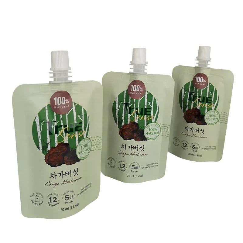 70ml Drink Stand up Middle Spout Liquid Pouch Reusable Doypack for Juice Packaging Bag Attached with the PVC Rail
