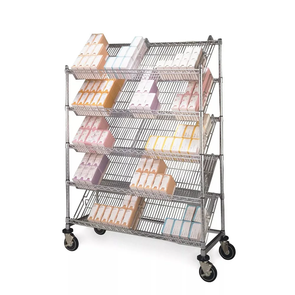 Simple Slanted Rack Design 5-Tier Heavy Duty Slanted Wire Shelving Rack SUS304 Stainless Steel ...