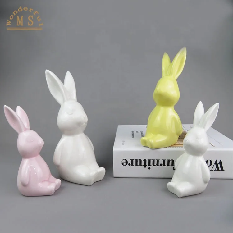 Mini Shiny Ceramic Rabbit Figurine  Bunny Statue Multi Colors Glazing for Easter Day Gift  and Spring Home Decoration