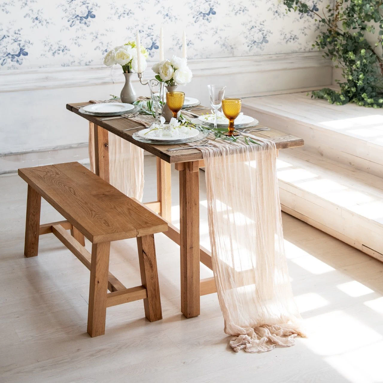 Оптовая продажа роскошный полупрозрачный марлевый стол на заказ винтажный Свадебный домашний кухонный обеденный