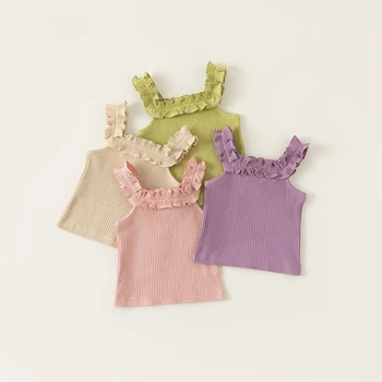 Summer clothing 2024 New girls' vest baby lace camisole sleeveless top