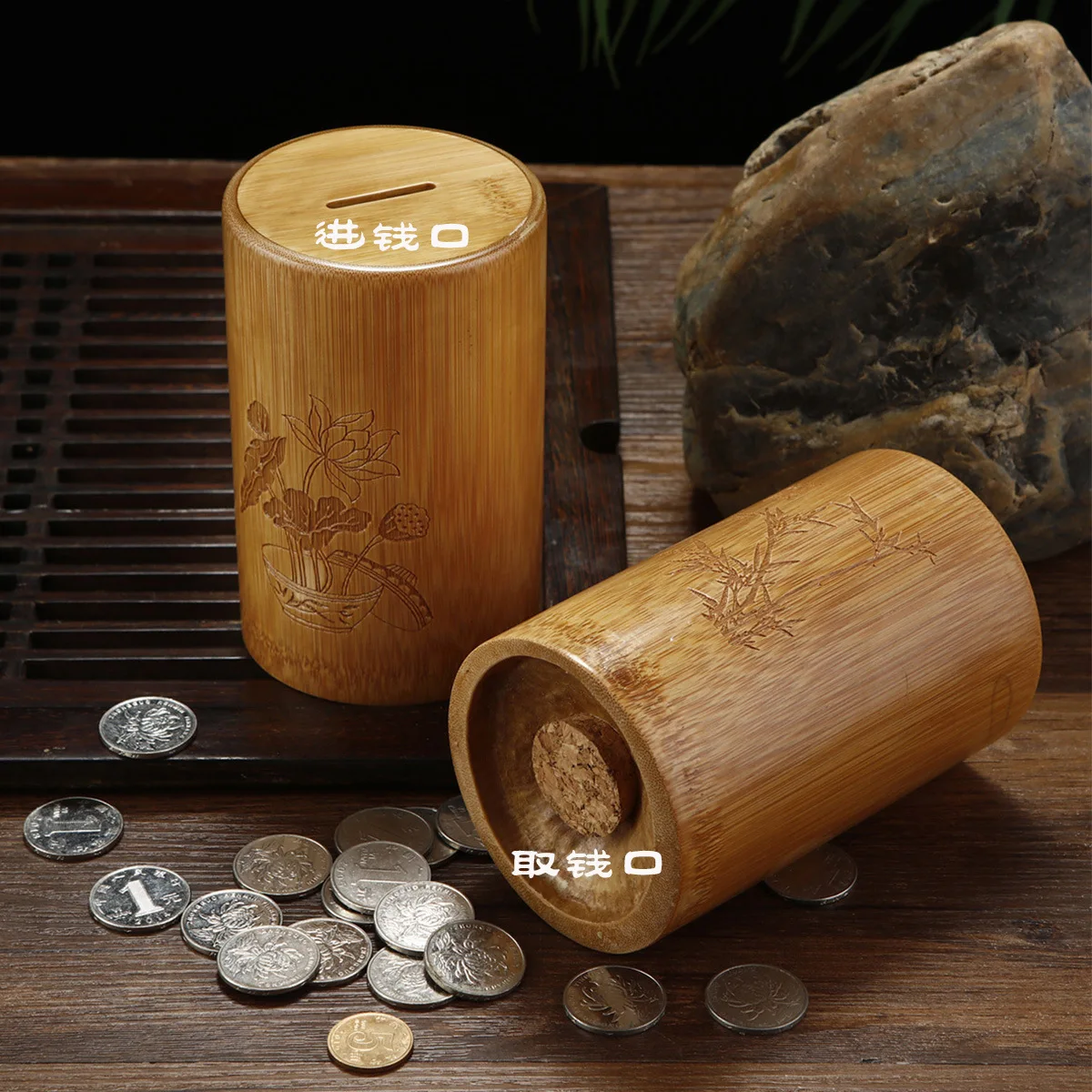 Изготовленная на заказ бамбуковая и деревянная копилка