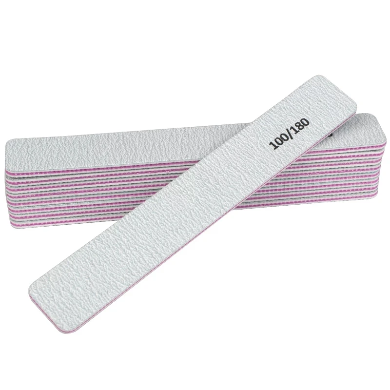 Профессиональная абразивная пилка для ногтей с зернистостью 100/180 двусторонняя в форме алмаза зебры серого цвета на заказ моющиеся пилки OEM