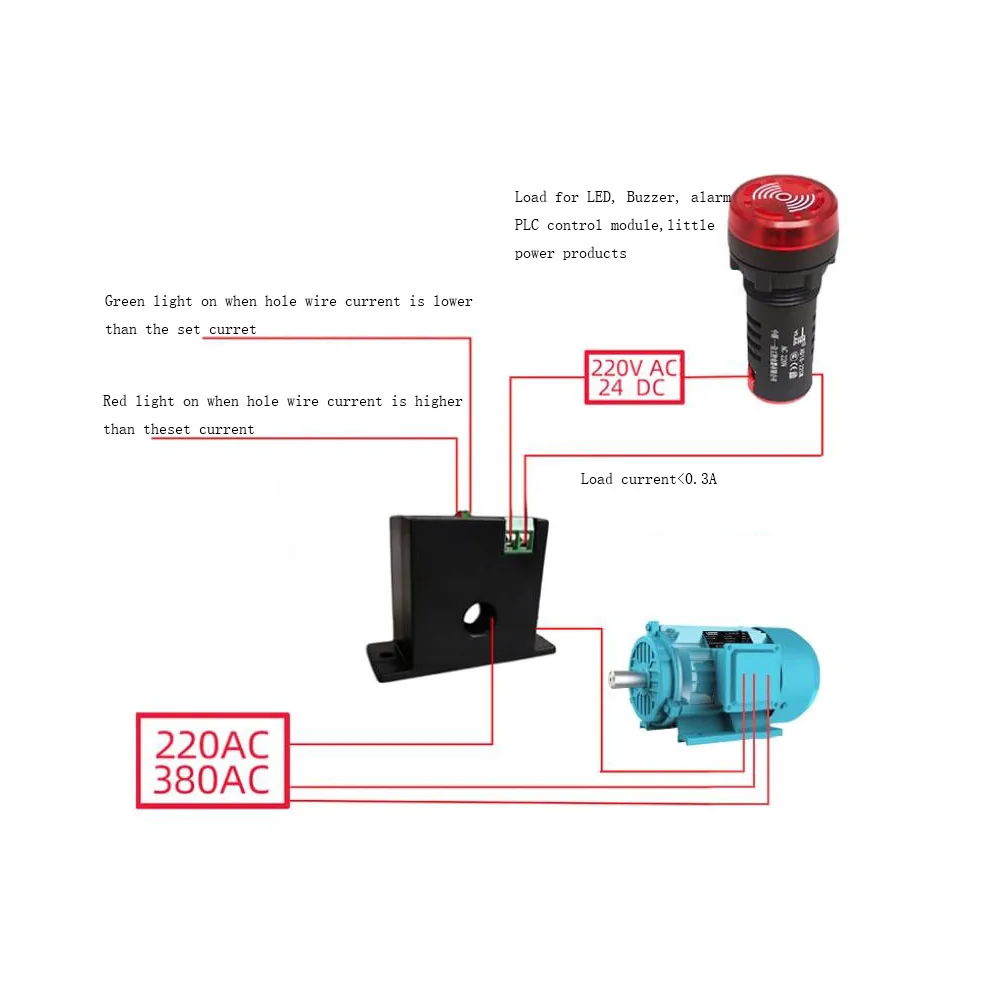 SZC23-NO-AL-CH Interruttore Di Rilevamento Corrente CA 0,2-30A - Autoalimentato, Regolabile, Con LED, Per Protezione Motori E Monitoraggio