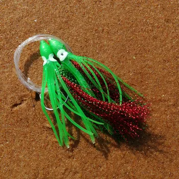 Alpha Saltwater Soft Squid Fishing Rigs Sport Circle hook 2X Strong Fishing Flasher Rig