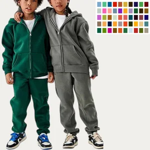Wholesale 320G Kids Sweatsuit Set  Zip up Hoodie Sweatpants Streetwear Manufacturer Children's Clothing Set