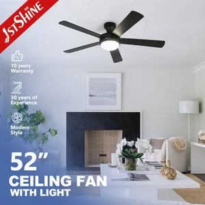 1stshine Ceiling Fan for Low Ceiling 5 Black ABS Blades Dimmable LED Lighting Flush Mounted Ceiling Fan