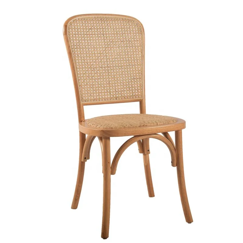 Cheap Stackable Wood Rattan Chair Monoblock Style Dining Chair With Rattan Seat