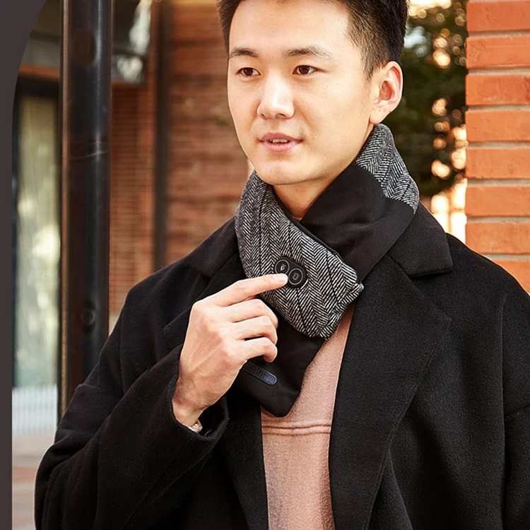 Rechargeable washable cotton smart graphene heated scarf for unisex