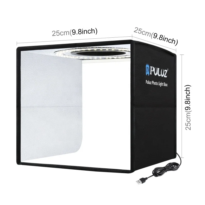 Фотобокс PULUZ, 25 см, USB софтбокс, комплект освещения, портативный световой короб для фотостудии, Лайтбокс для фотосъемки