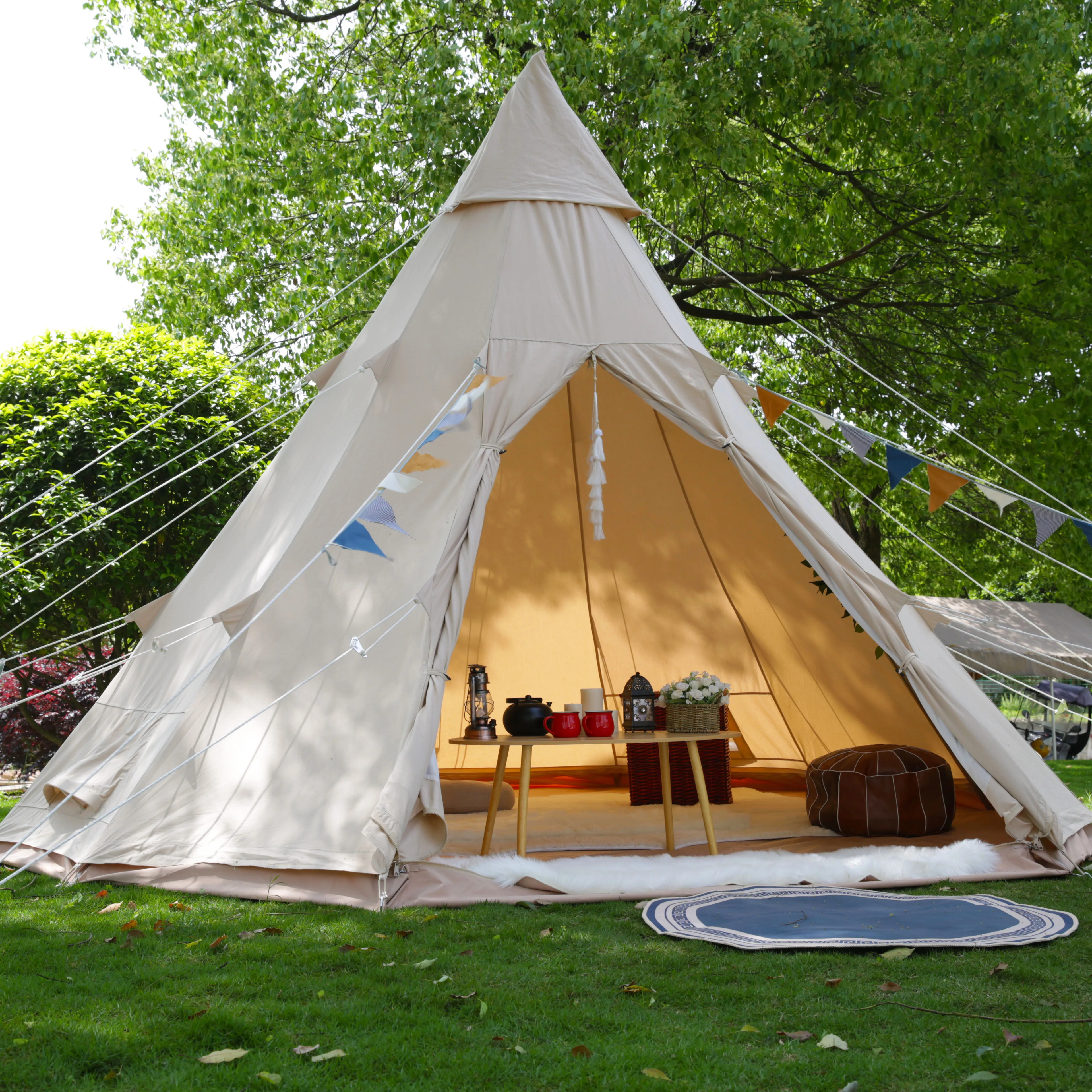 Heavy Duty 4M Waterproof Cotton Canvas a Frame White Teepee Tents Teepee  Hot Tent Tipi Party Tent