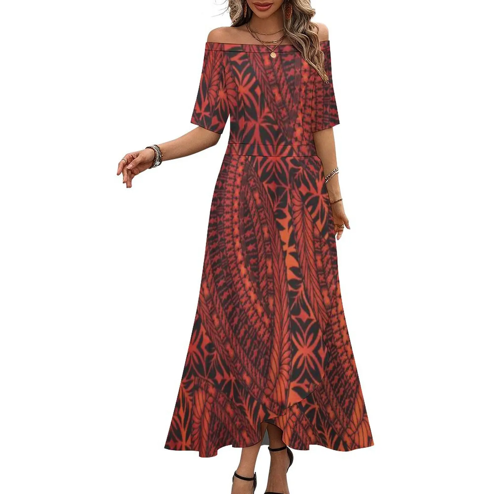 chinese dress ladies Gothic Plus Size Skulls Flowers Sea Waves Print Surplice Hawaii Cami D –  Rgothic main image 0