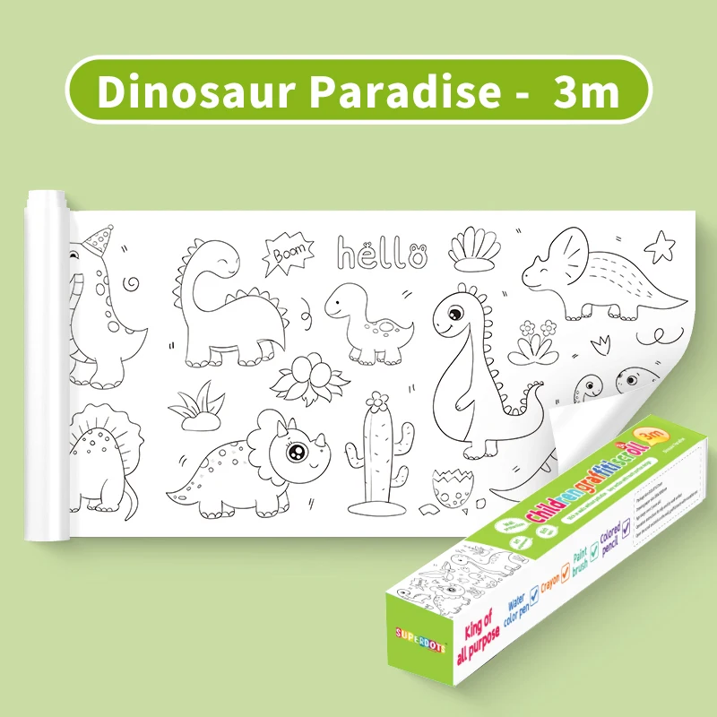 300cm Drawing Paper Roll Coloring Paper Roll For Kids With Glue Rich