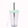 Couvercle vert transparent-paille inox
