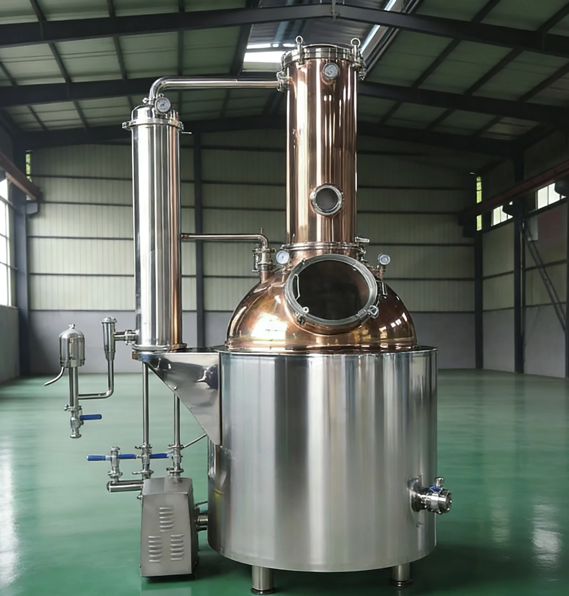 Raki Distilling Equipment 500L Electrical Heating Whiskey Distillery Still Copper Pot Gin Distiller Gearbox Motor JM