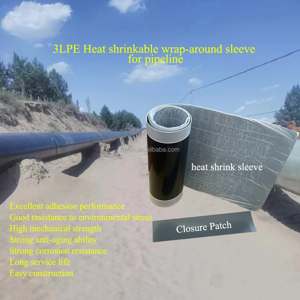 3LPE  Radiation Cross Linked Pipeline  Protection Wrap Around  HDPE  Heat Shrinkable Sleeve for Weld Girth