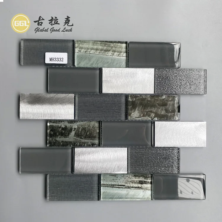 Luxury Glass Mix Metal Tiles Back Splash Kitchen Tiles Crystal Glass Mosaics