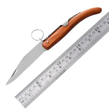 Pull Ring Folding Knife with wood handle High-grade Stainless steel hunting folding pocket knife Professional Knives