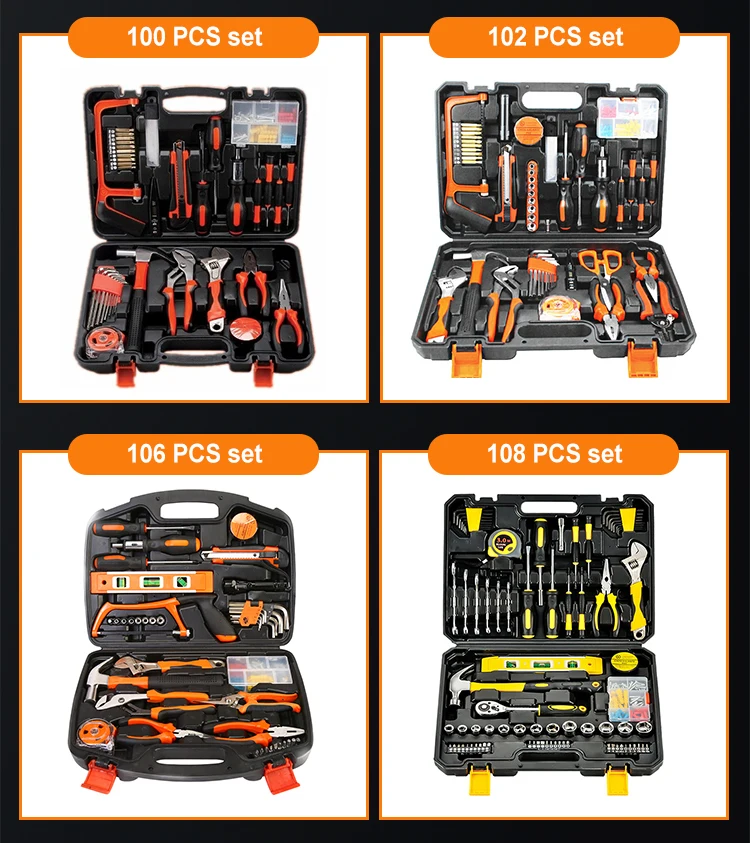 Wholesale professional 108pcs household general tool set combination kits durable home repair toolbox mechanical tookit