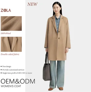 Popular New Long Double Sided Wool Coat Handmade Eco-Friendly Winter Single Breasted Closure Keep Warm Casual for Ladies