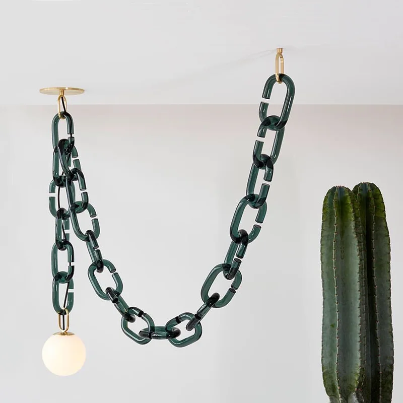 JYLIGHTINGModern Nordic Simple Glass Globe Creative Chandelier Living Room Cloakroom Clothing Store Dining Room Decorative Chain