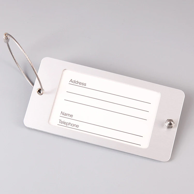 Set 6 Etichette Bagagli In Alluminio - Con Cavo Acciaio, Nome E Indirizzo, Per Viaggi Aereo - Foto 7