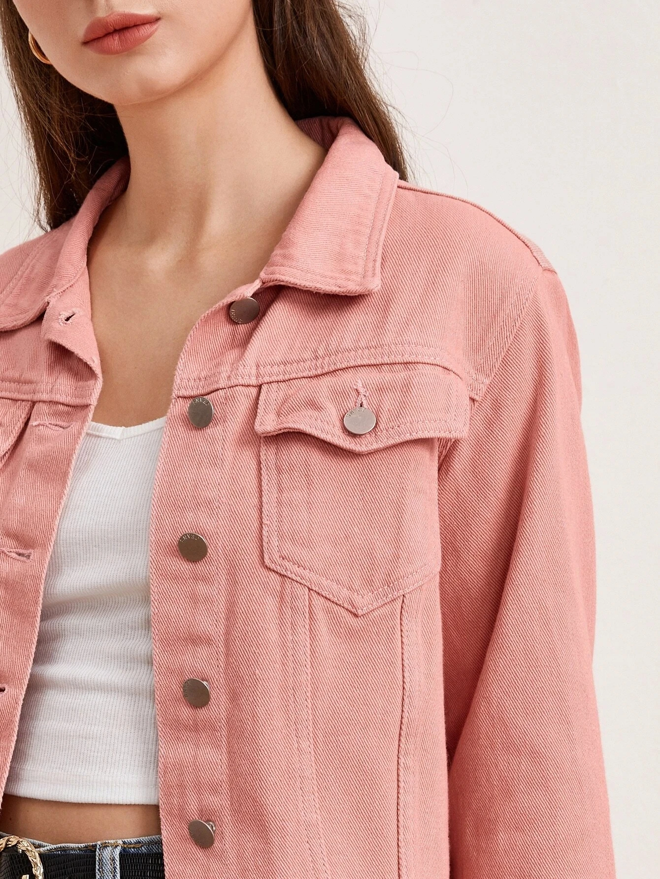 dusky pink denim jacket