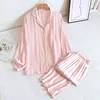 Satin Solid Color Women's Long Suit - Orange Pink