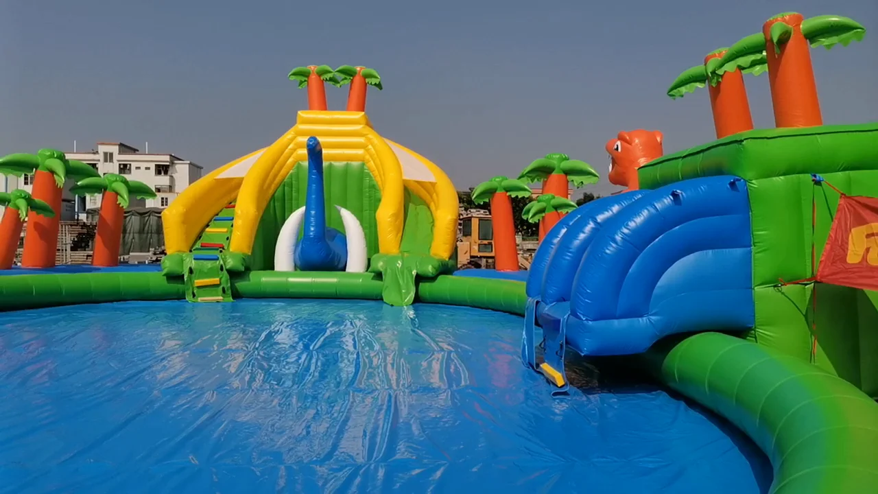 Funny Water Park Inflatable Water Slide With Pool Inflatable Water Slide With Swimming Pool