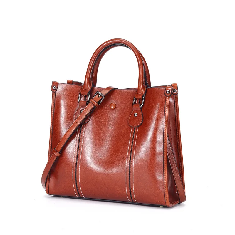 brown leather work bolsa women's