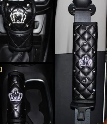 Roadstar Full Set Crystal seat belt cover shoulder pads Car Handbrake Cover Auto Gear protection cover for Crystal Diamond Style