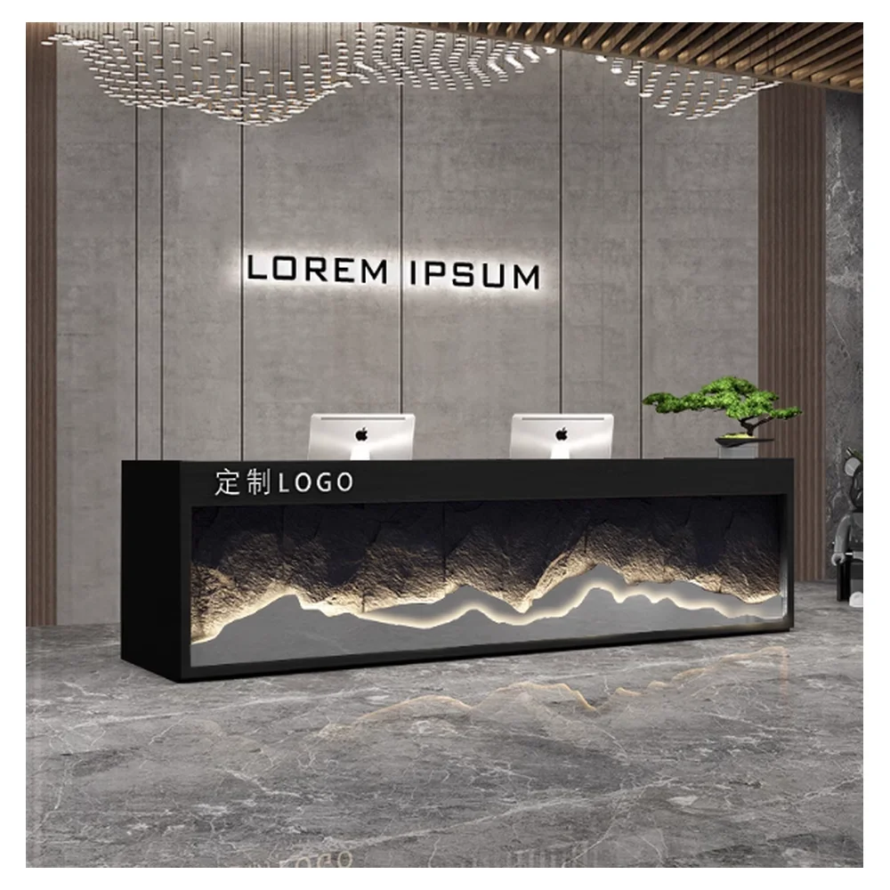Prima High Quality Factory Customized Reception Desk Natural Stone Reception Desk Cashier Counter Reception Desk