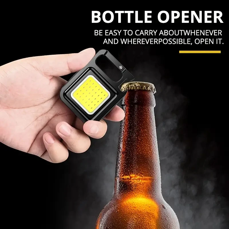 Free Shipping COB Rechargeable Key Chain Light COB Super Bright LED Flashlight With Bottle Opener Small Pocket Flashlight