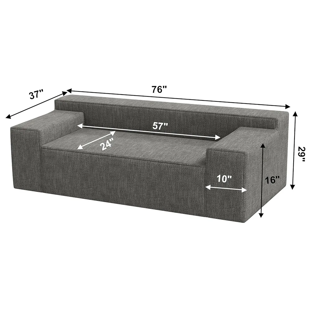 Urban 3-Person Living Room Sofa Set Amazon's Large Pure Sponge Fabric with 3 Compressible Pillows for Small Spaces