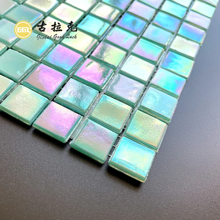 Iridescence Effect Swimming Pool Tiles Glass Mosaic Tile for Interior Wall Backsplash Shower details