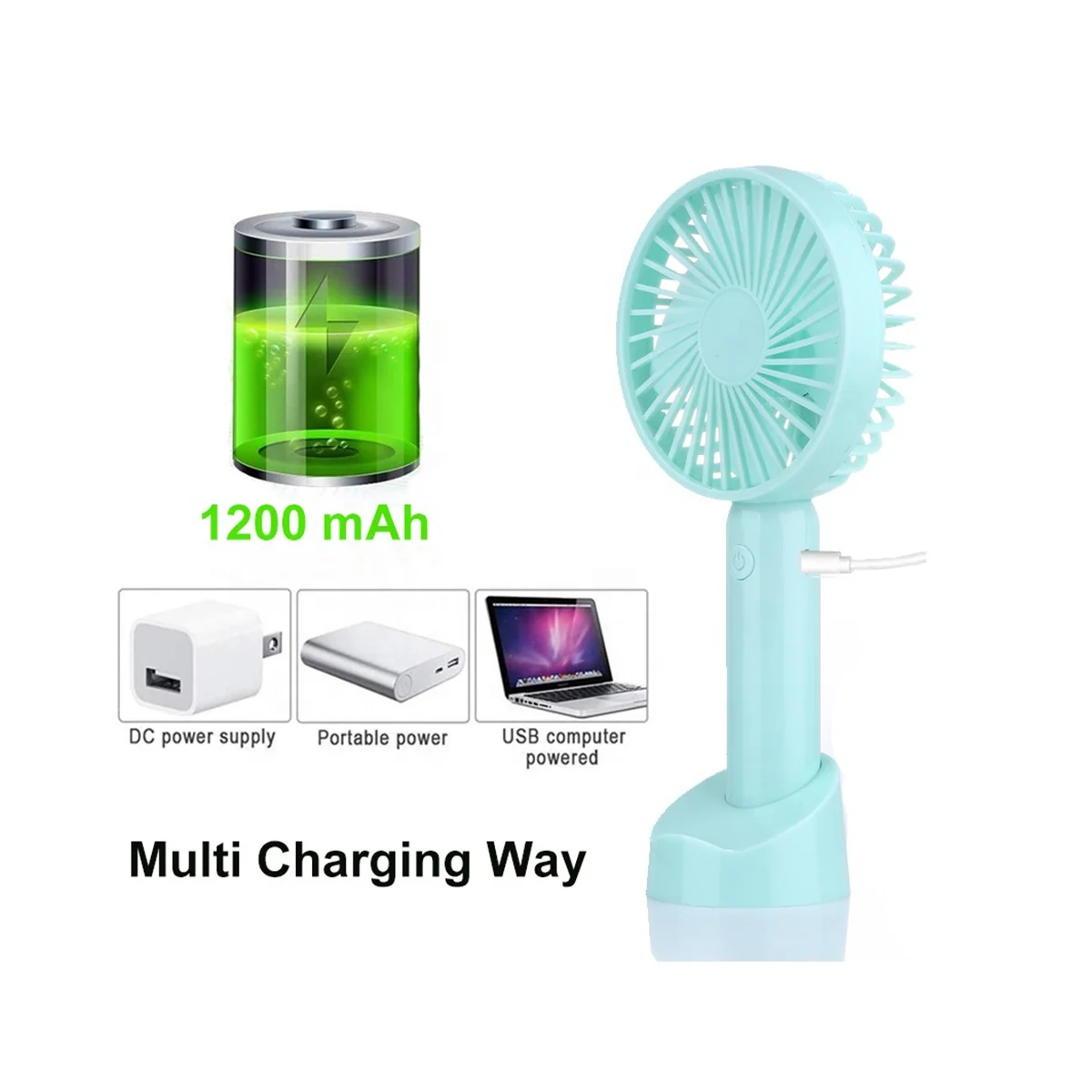 Adjustable 3 Speed Handheld Personal Mini Fan Usb Rechargeable Portable Fan for Office Outdoor Travel