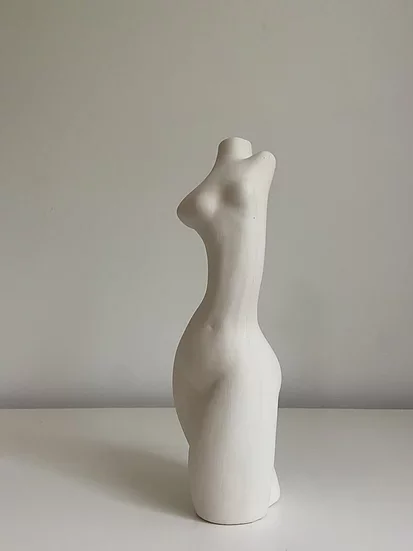 Ceramic Natural Color Abstract Human Form Ceramic Vase Handmade and Hand Painted Vase for  Dried Flower