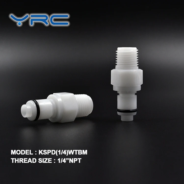 YRC 1/4"NPT Double O-ring Threaded CPC Smooth Surface Quick Connector Male Insert Plastic Disconnect Pipe Thread Coupling Vacuum