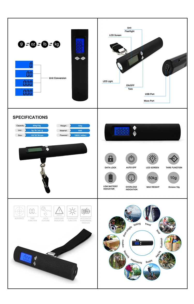 Escala De Equipaje New Function Data Lock Portable Luggage Weight Scale