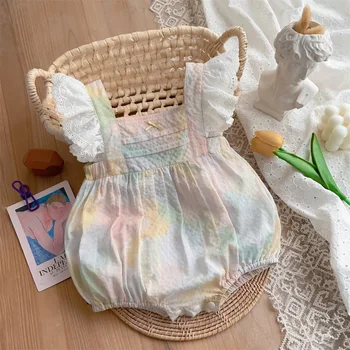 Clothes for babies summer newborn baby girl flounced sleeve triangle rompers Jumpsuit outwear