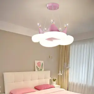 Nordic Children's Room Lamp Lighting Kids Bedroom LED Romantic Girls Princess Crown Pendant Light