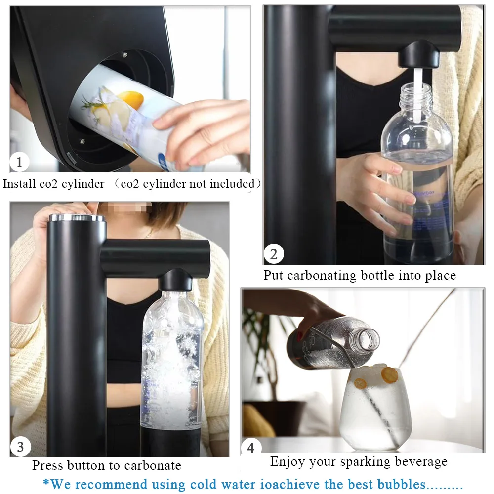 Sparkling Water Maker and Soda Streaming Carbonator Machine for Home Infuses Flavor While Carbonating Beverages