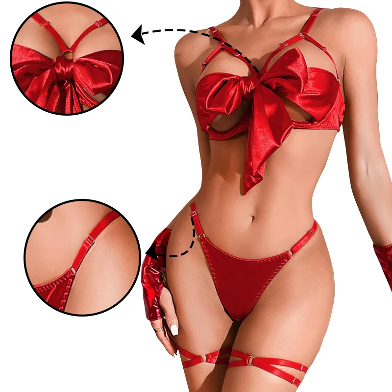 New Design Black Women Lingerie Pakistan Sexy Ladies Big Bow Lingerie Line  Women Underwear and Panties