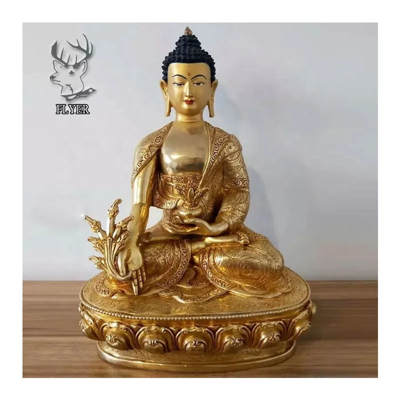 金運！心願成就！厄払い！チベット製　祈祷済み　魂入り緑ダーラ菩薩　黄銅製 チベット仏教 緑ターラ菩薩 銅像 金めっき 真鍮製仏像 彫刻 家の装飾用