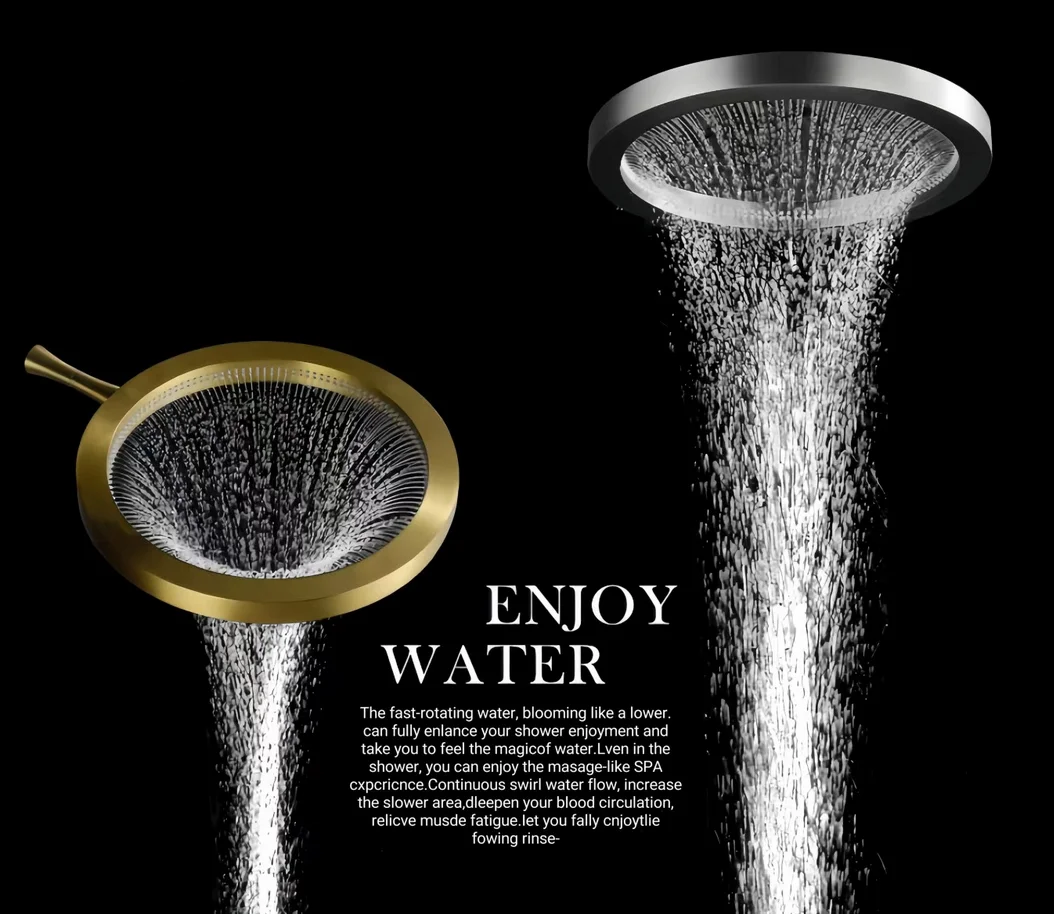 2025 Luxury Brass Round Waterfall Shower Set Bathroom Concealed Rainfall Hot and Cold Brushed Gold Shower System Sets
