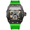 3 Black Case Green Silicone Strap