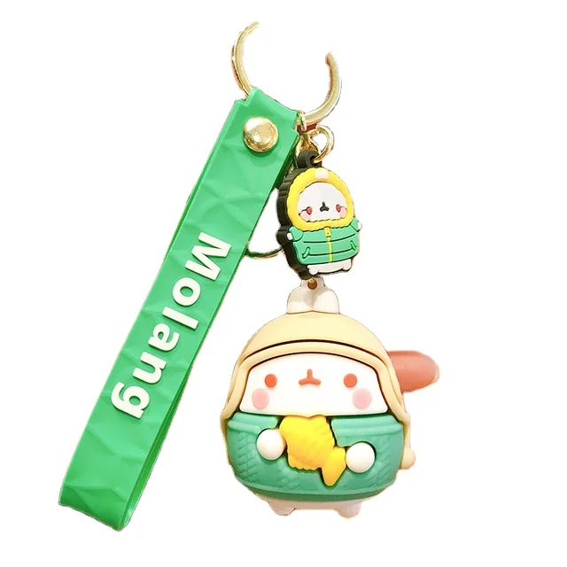 z529 Molang Rabbit Korean Cartoon Keychain Cute And Exquisite Pvc Cartoon Doll Key Chains Hanging Decoration Keyring Accessories