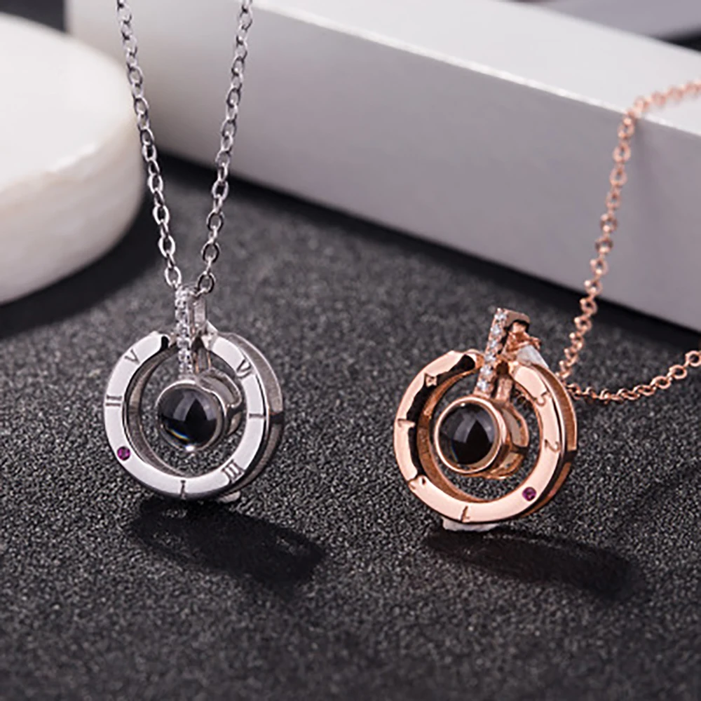 Collana Vivaday Con Ciondolo A Cuore In Acciaio Inox - Ti Amo In 100 Lingue, Con Proiezione D'Amore, Lunghezza Regolabile 15+5 Cm, Regalo Romantico Per Lei